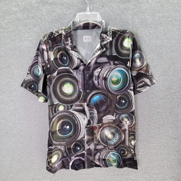 Other - Canon EOS 5D Mark IV Men Button Up Shirt Medium Black Camera Allover Photography